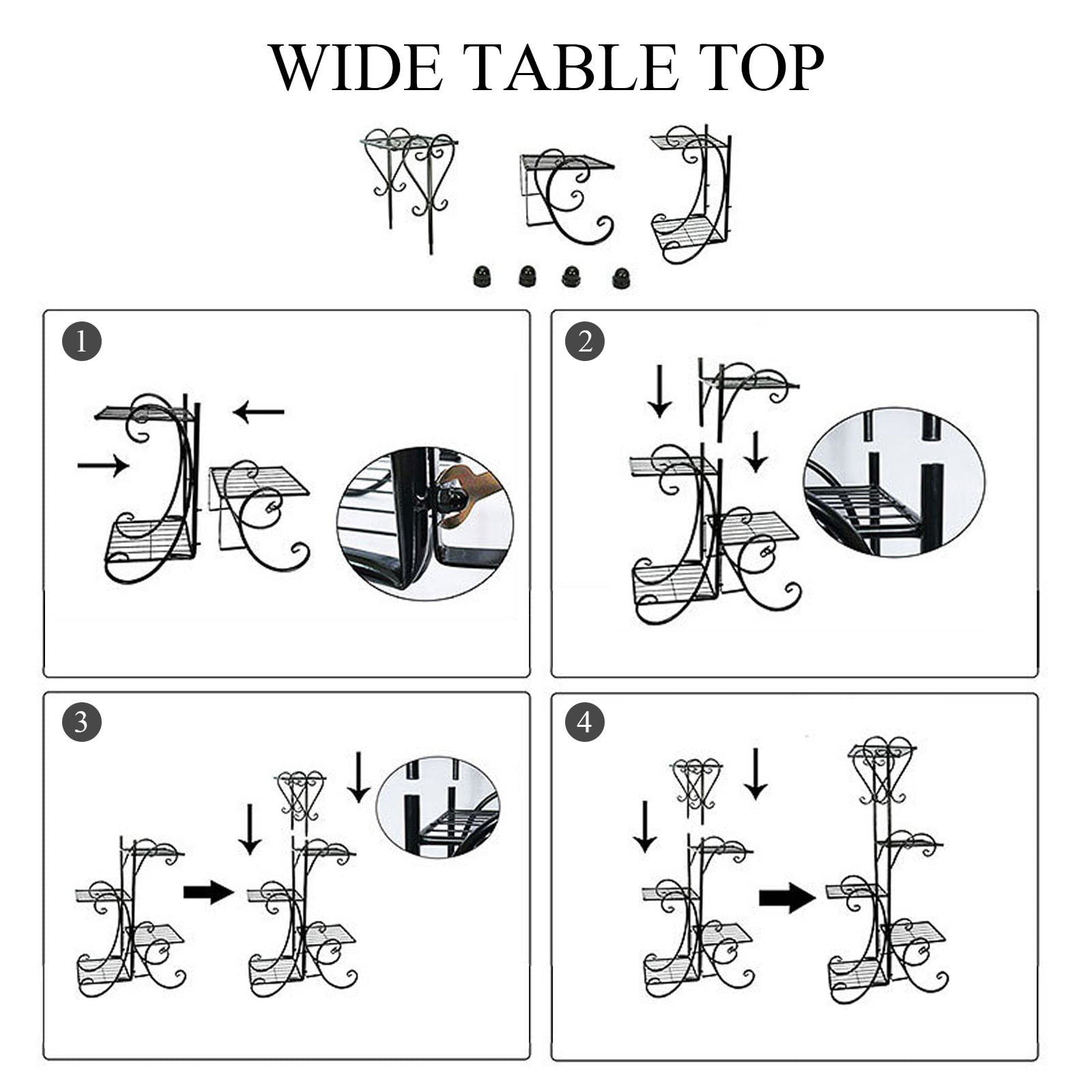 Plant Stand Metal Plant Shelves Indoor Outdoor Display Shelf Flower Pot Stand Rack Multiple Hodler Shelf Storage Shelf for Patio Balcony Garden Living Room Bedroom