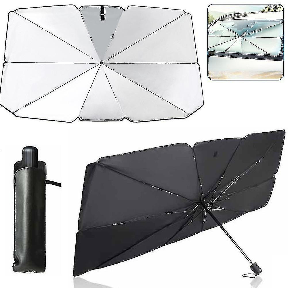 Car Sunshade Windshield Parasol， Titanium Silver Cloth Foldable Windshield Parasol High Quality