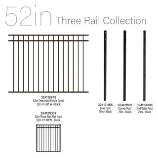 FORGERIGHT 4 ft. H x 6 ft. W 3-Rail Deluxe Black Aluminum Fence Panel 836263