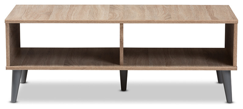 Pierre Mid Century Modern Oak and Light Gray Wood Coffee Table   Midcentury   Coffee Tables   by Baxton Studio  Houzz