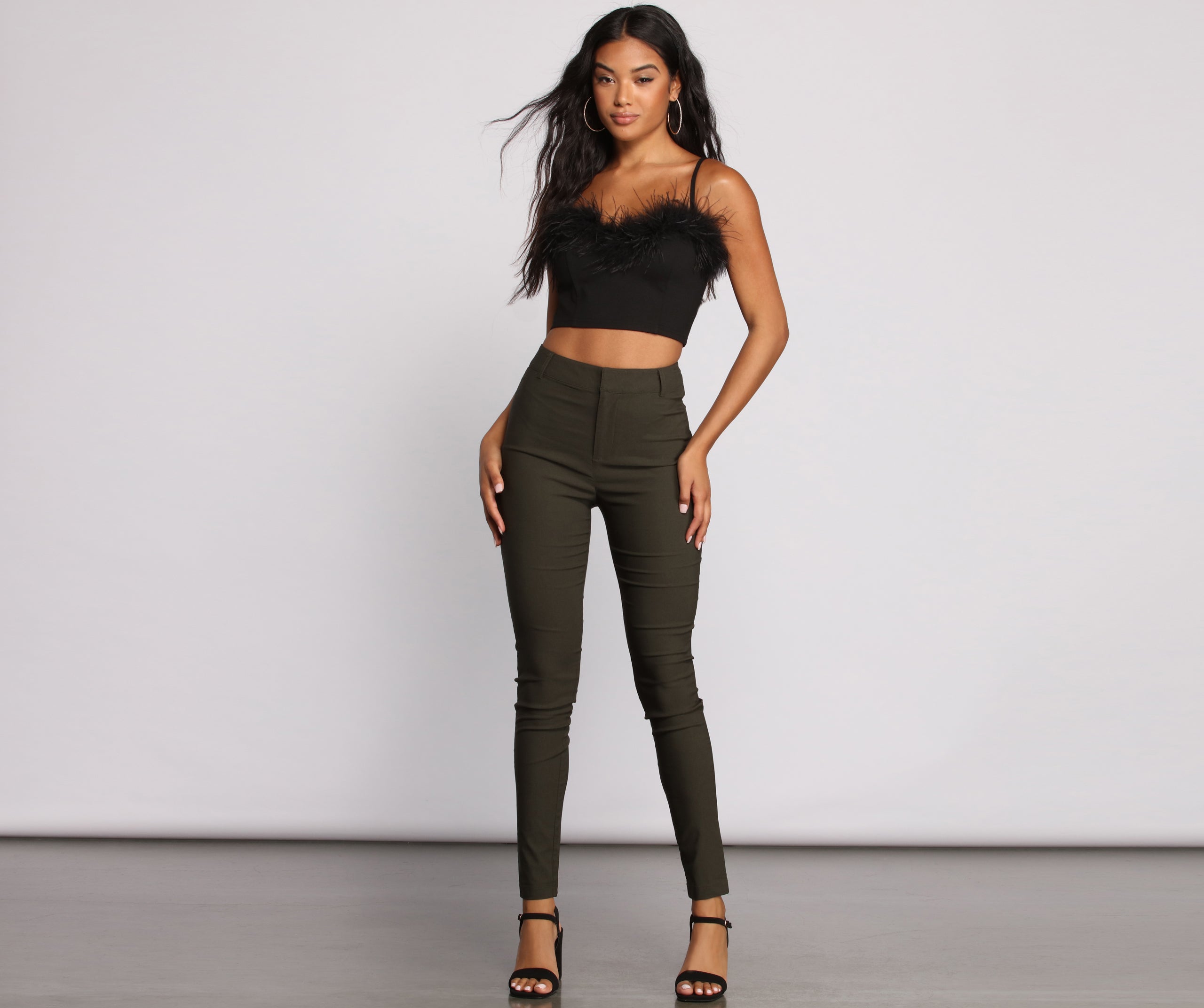 High Waist Basic Skinny Trouser Pants