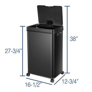 eModernDecor CozyBlock 18 Gal. Black Steel Automatic Trash Can Touchless Motion Sensor Bin Soft Close Lid 68 l Large Capacity HN-ZN02-18-BLK