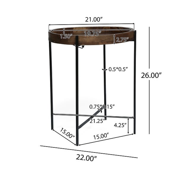 Tift Handcrafted Modern Industrial Mango Wood Folding Tray Top Side Table by Christopher Knight Home