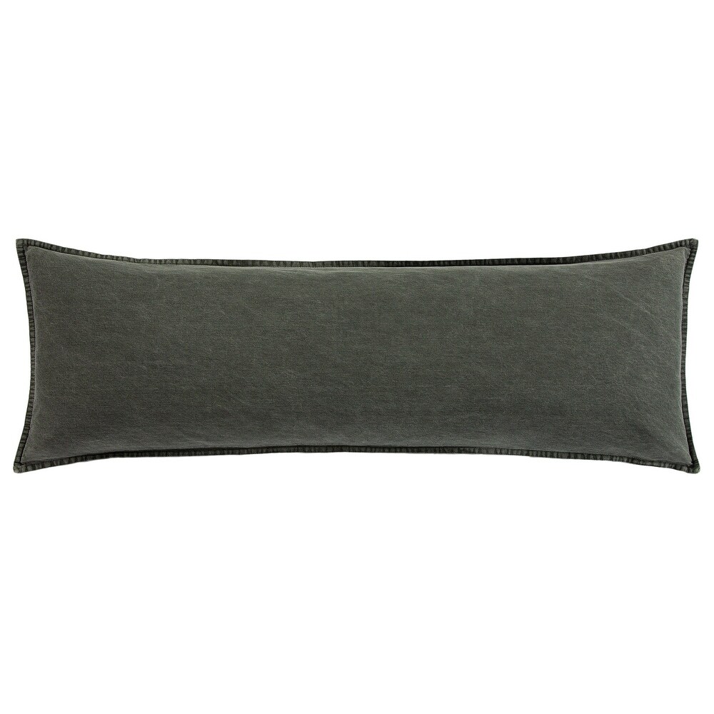 HiEnd Accents Stonewashed Cotton Canvas Vintage Chic Long Lumbar Pillow  14\