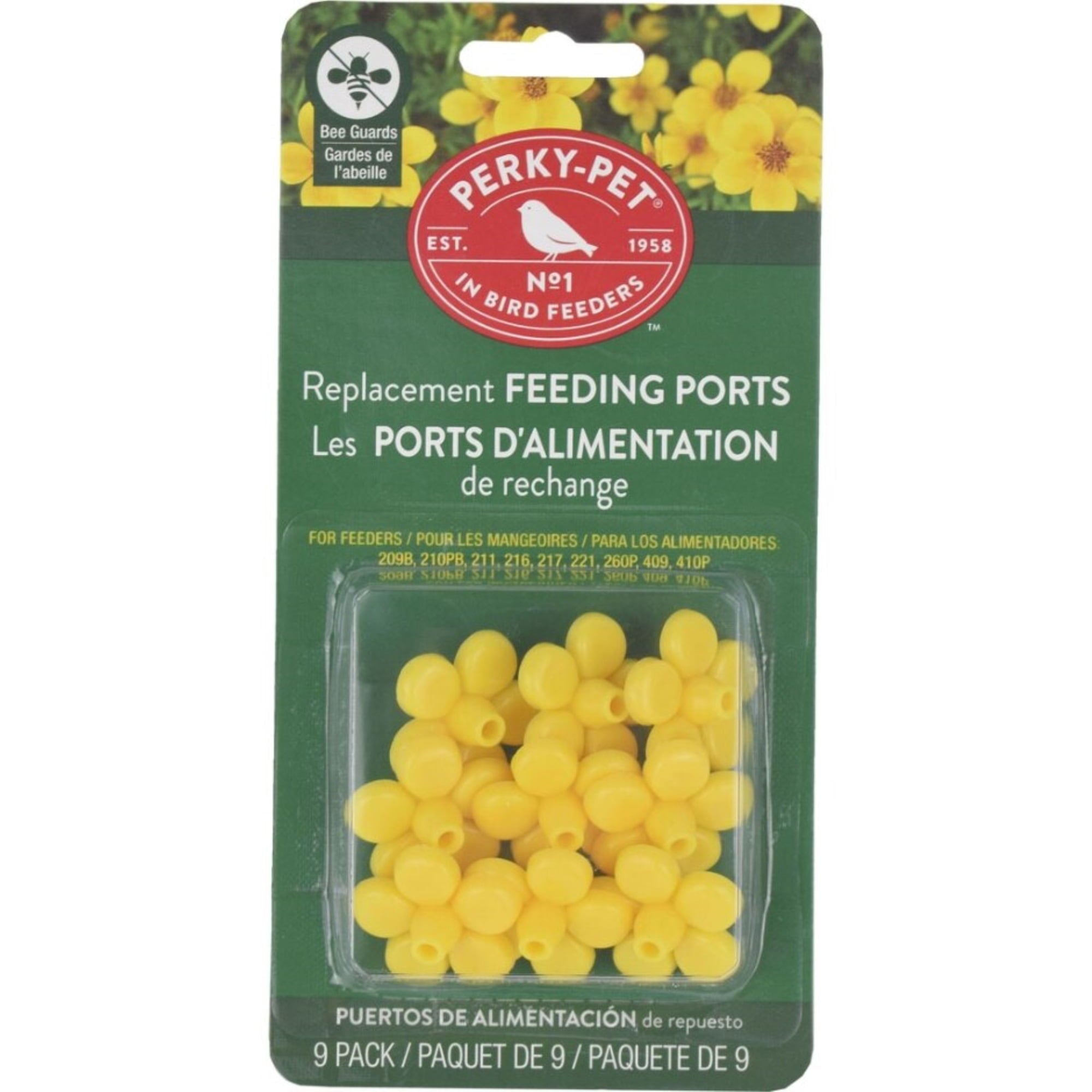 Perky-Pet Yellow Replacement Feeder Flowers， 9pk