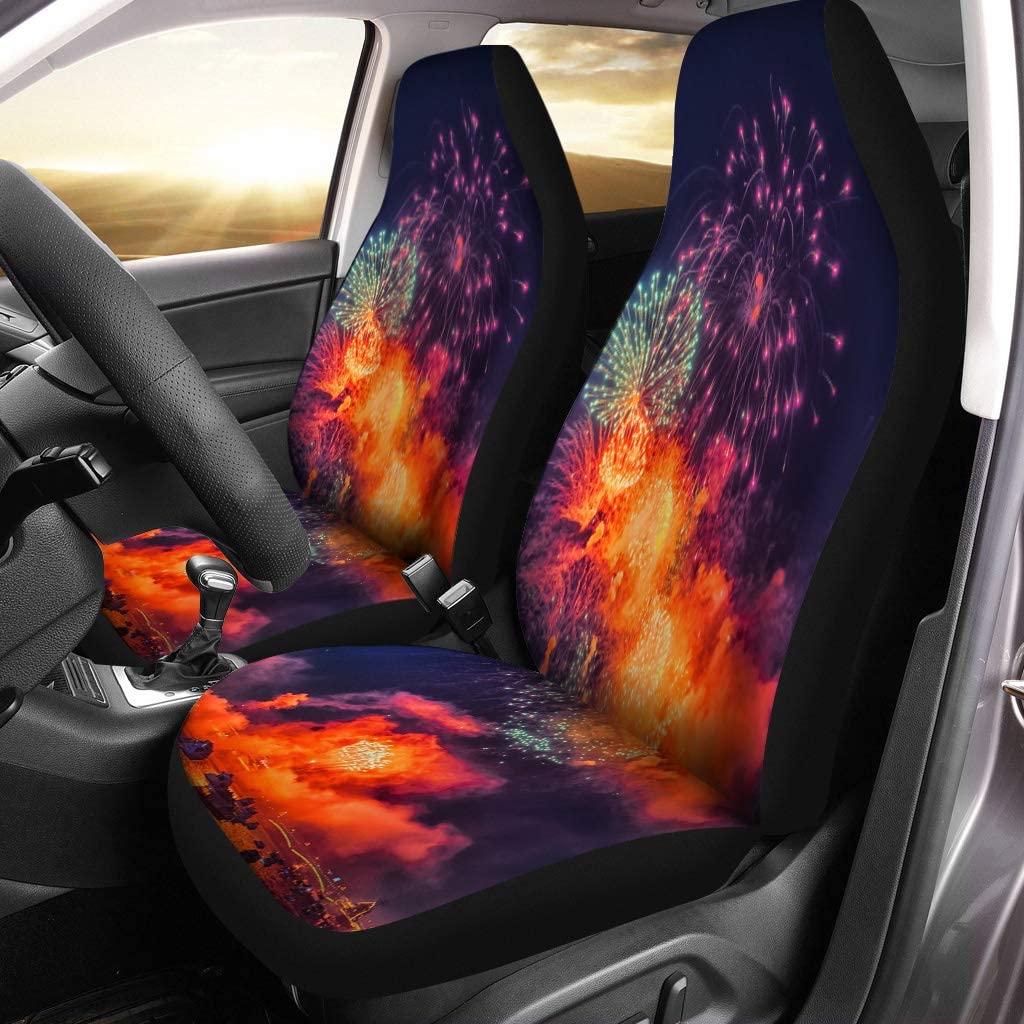 FMSHPON Set of 2 Car Seat Covers St Petersburg Festive Salute to The Day Universal Auto Front Seats Protector Fits for Car，SUV Sedan，Truck