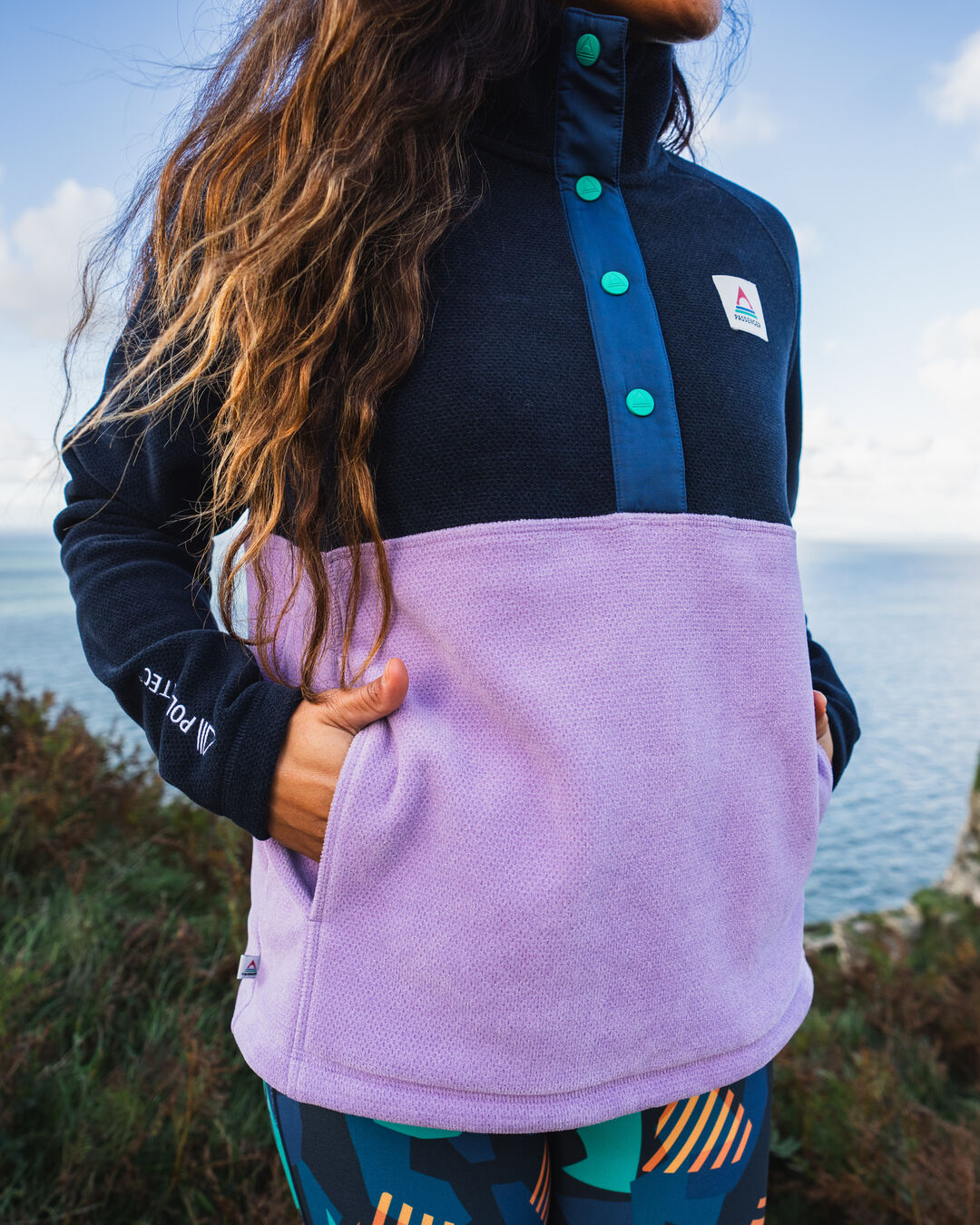 Snowdrop Pullover Recycled Polartec® Fleece - Lilac/ Deep Navy