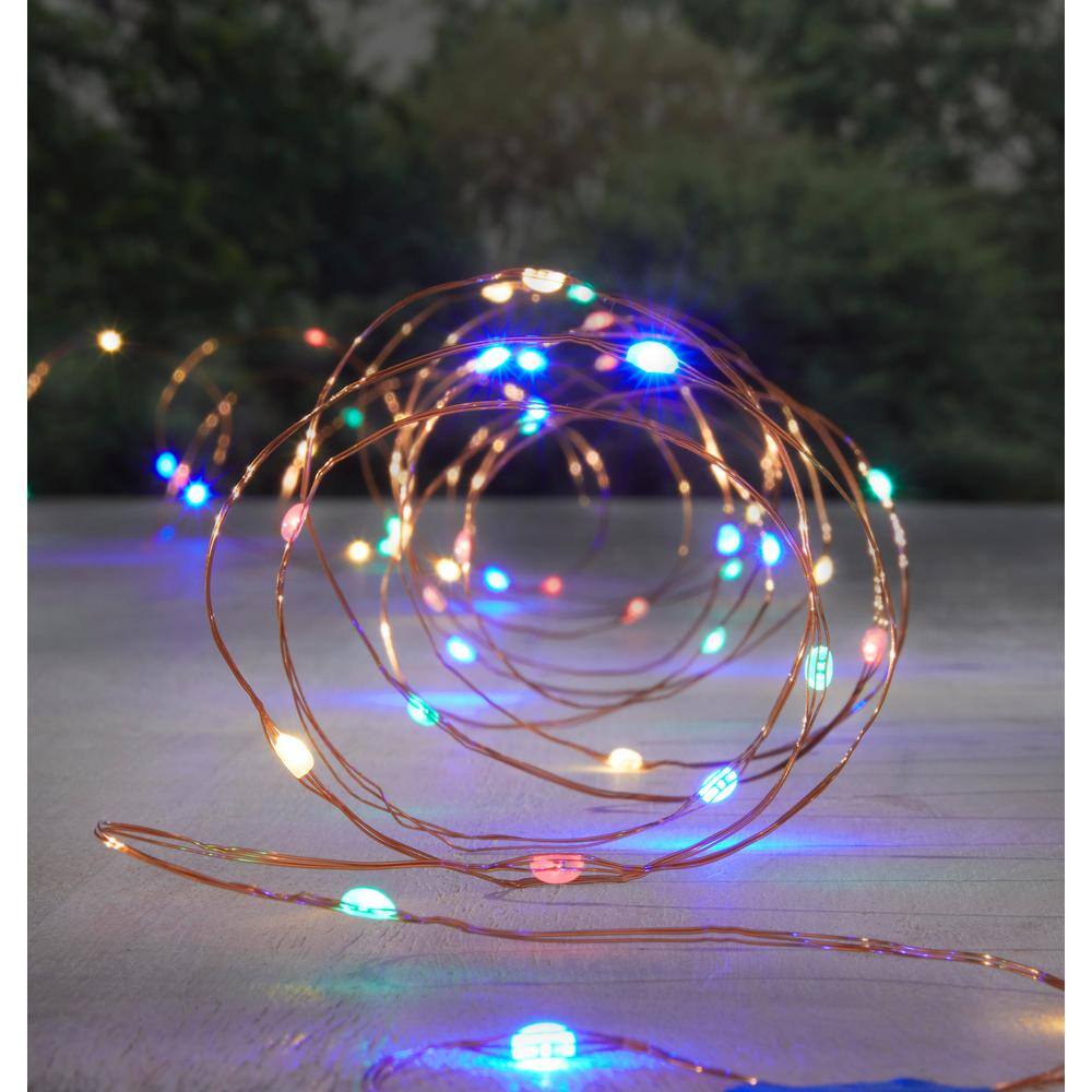 Hampton Bay OutdoorIndoor 33 ft. 3 AA Battery Operated Copper Wire LED Fairy String Light Color Changing EY01-C100-A1