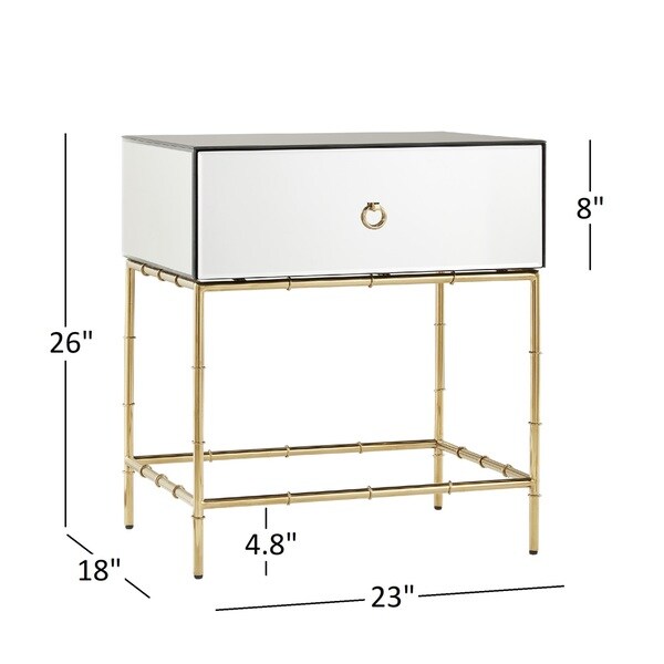 Wade Mirrored Accent Table with Gold Finish Base by iNSPIRE Q Bold