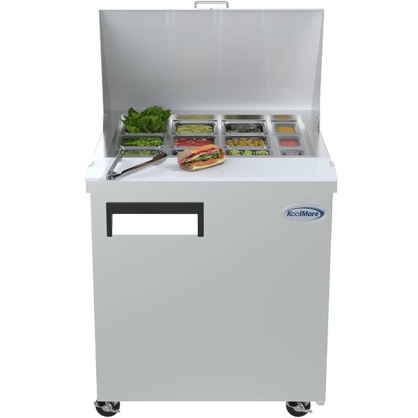 28 in. W 6 cu. ft. Refrigerated Food Prep Station Table with Mega Top Surface in Stainless Steel