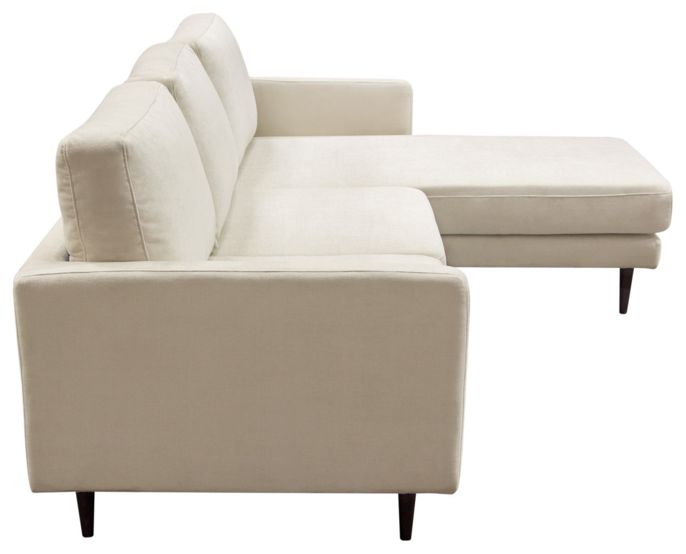 Kelsey Reversible Chaise Sectional  Cream Fabric   Midcentury   Sectional Sofas   by Kolibri Decor  Houzz