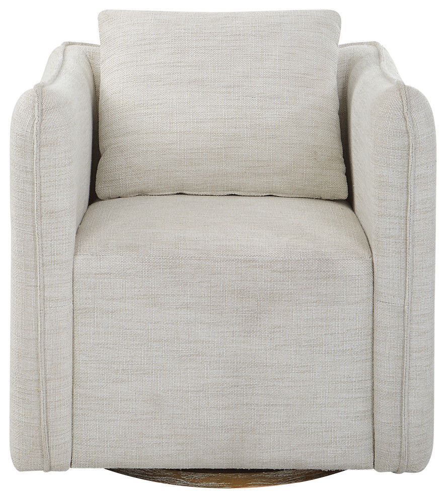 Uttermost Corben White Swivel Armchair   Transitional   Armchairs And Accent Chairs   by Uttermost  Houzz