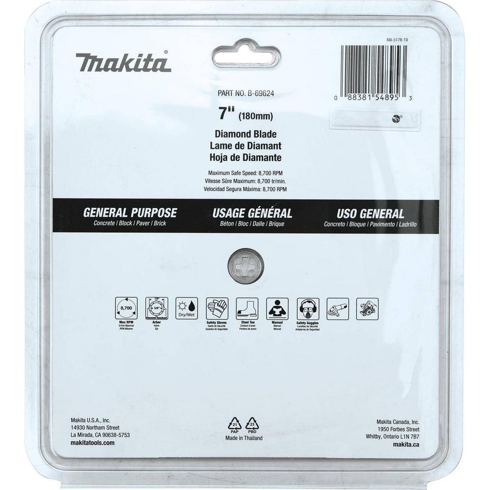 Makita 7 in. Segmented Rim Diamond Blade for General Purpose B-69624