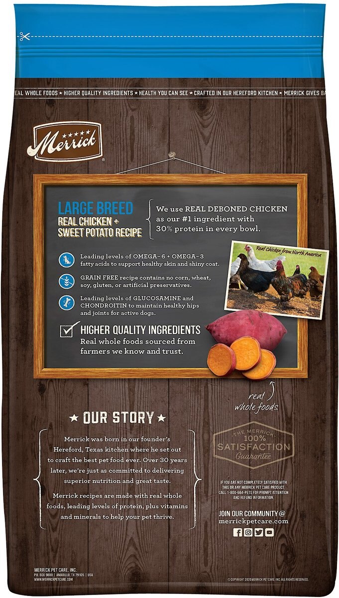 Merrick Grain-Free Large Breed Dry Dog Food Real Chicken and Sweet Potato Recipe