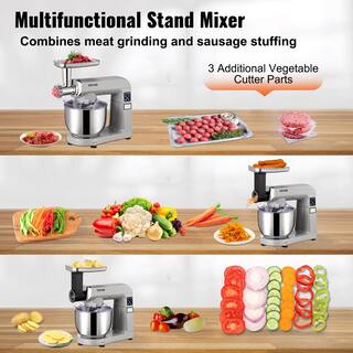 VEVOR 6 IN 1 Stand Mixer 450W Tilt-Head Multifunctional Electric Mixer with 6 Speeds LCD Screen Timing 7.4 Qt. Stainless Bowl ZRL7L450W110V113VV1