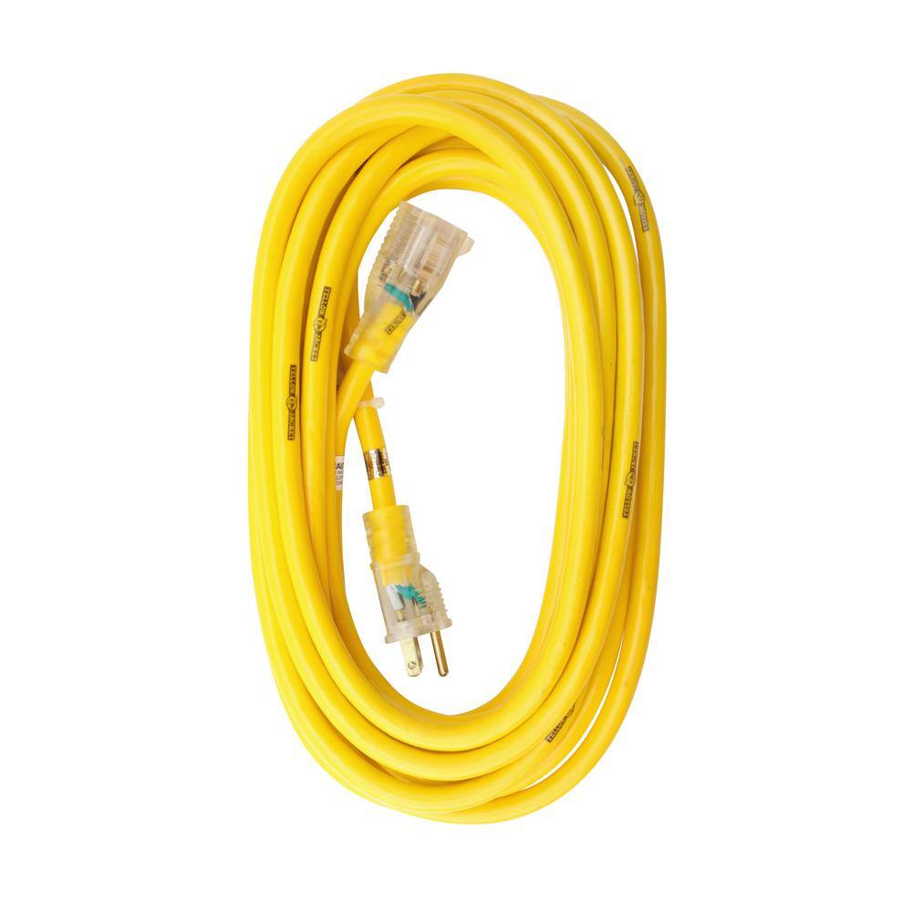 Yellow Jacket 25 ft. 123 SJTW Outdoor Heavy-Duty Extension Cord with Power Light Plug 2883