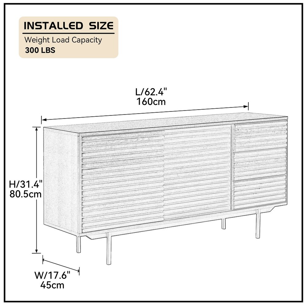 Williamspace 62.4 inch Modern Sideboard Console Table Buffet Storage Cabinet With Drawers