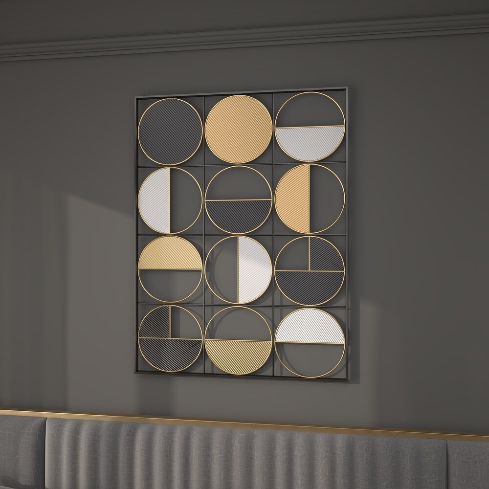 CosmoLiving by Cosmopolitan Black Metal Half Moon Geometric Wall Decor with Gold Detailing