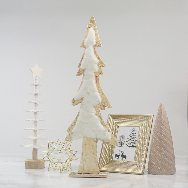 Brown And White Wooden Tree Christmas Tabletop Decor