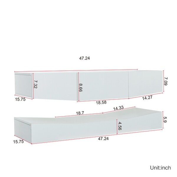 LED TV Stand for 55 in. TV with Upper And Lower Wall， 3-drawers