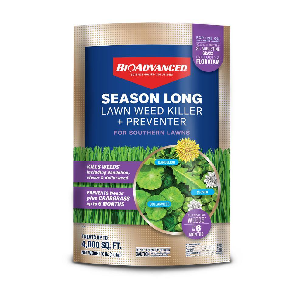 BIOADVANCED 10 lb. Granules Season Long Weed Killer Plus Preventer for Southern Lawns 820060B​