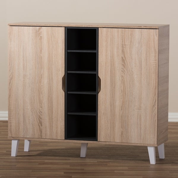 Mid-Century Oak and Grey Wood Storage Cabinet by Baxton Studio - - 16602391