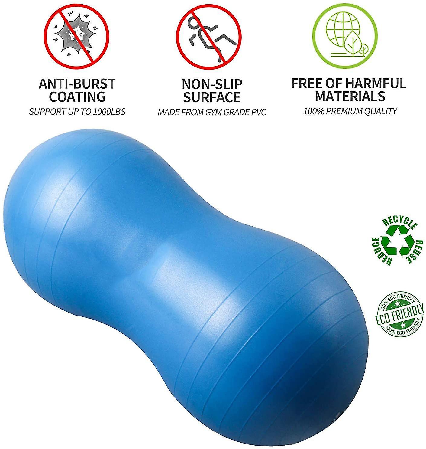 Miman Peanut Ball - Anti Burst Exercise Ball For Labor Birthing， Physical Therapy For Kids， Core Strength， Home Gym Fintness (include Pump)