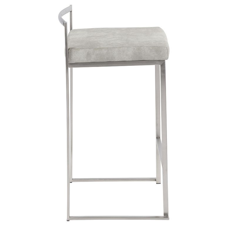 Set of 2 Light Gray and Silver Stacker Counter Stool - 31