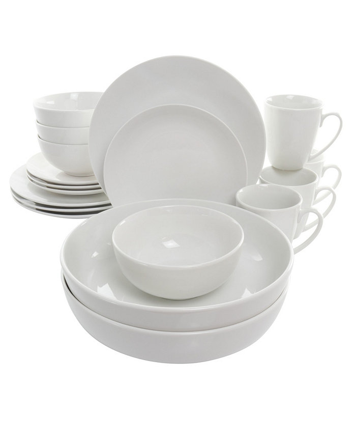 Elama Josefa 18 Piece Porcelain Dinnerware Set with Large Serving Bowls