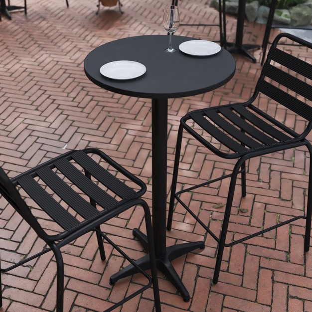 Round Aluminum Indoor outdoor Bar Height Table With Flip up Table