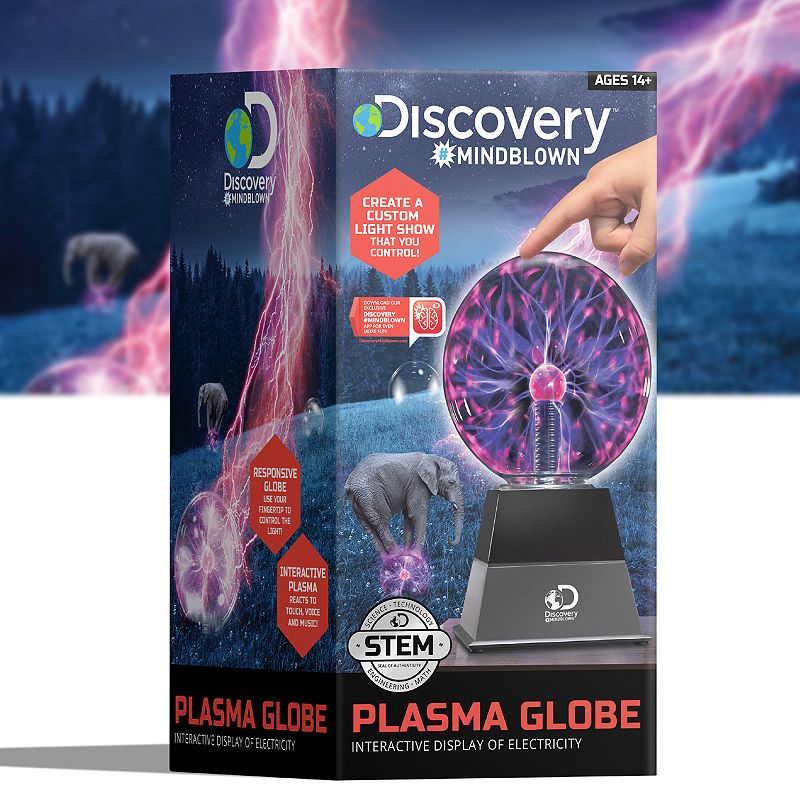 Discovery Kids 6 Plasma Globe Lamp with Interactive Electric Touch and Sound Sensitive Lightning and Tesla Coil， Includes AC Adapter