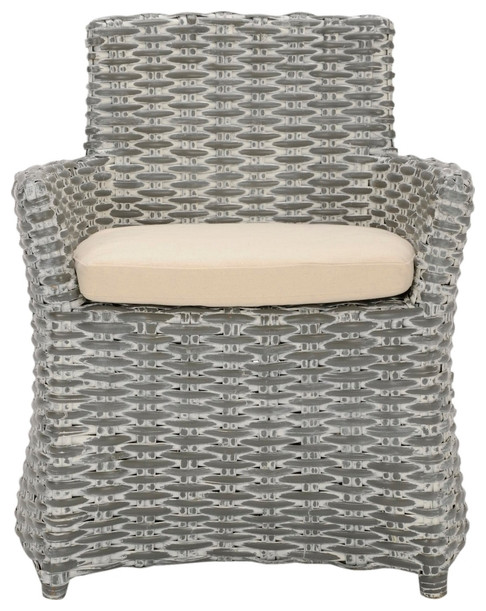 Laney Rattan Arm Chair Grey/ Beige   Tropical   Armchairs And Accent Chairs   by Peachtree Fine Furniture  Houzz