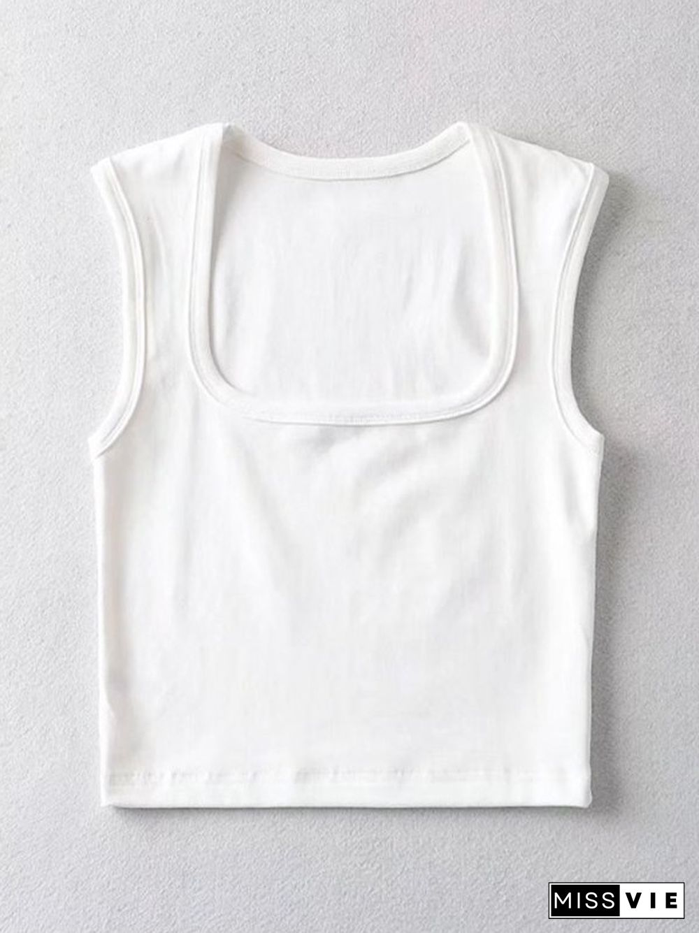 Simple Basic Square Neck Cropped Tank Top