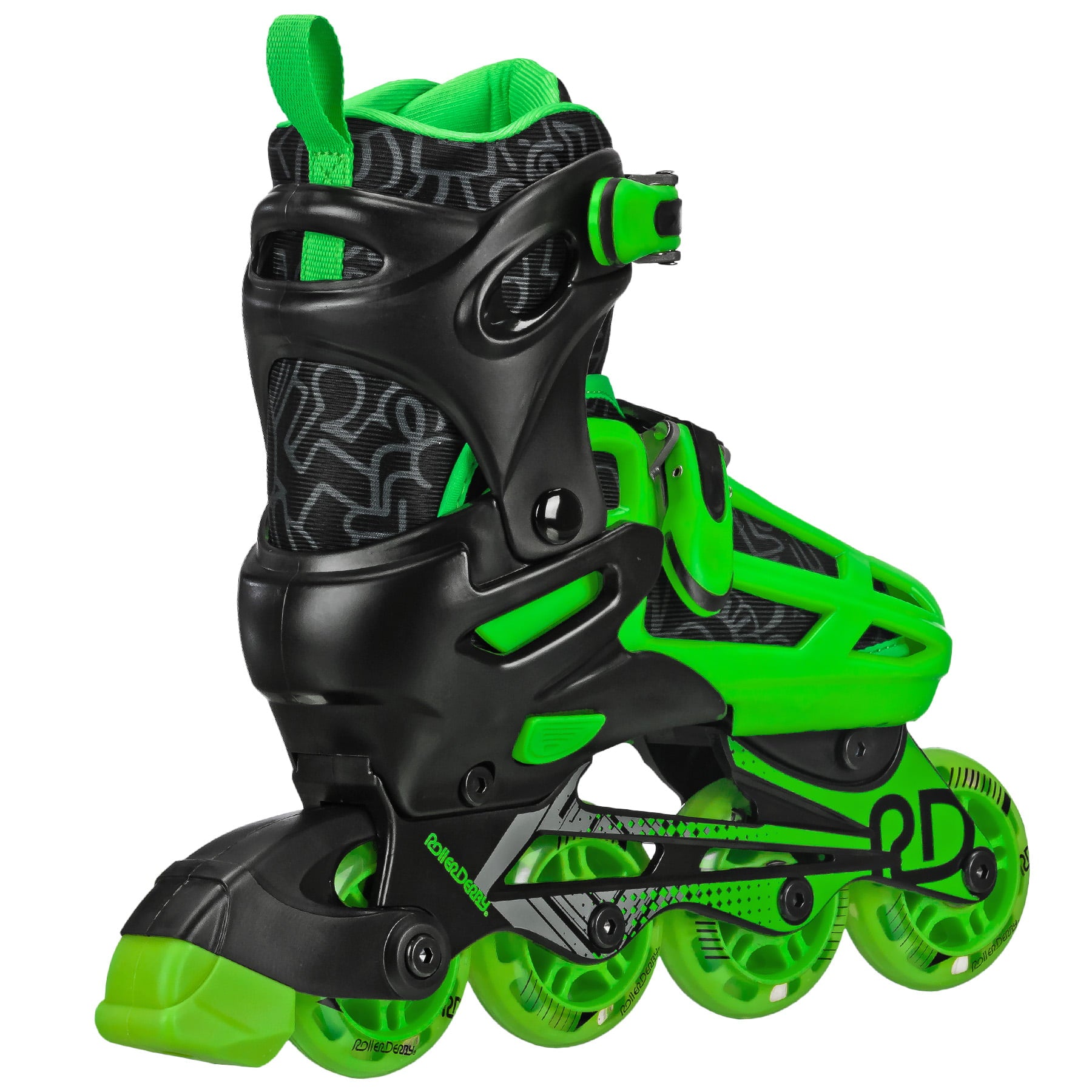 Roller Derby Boys 2-in-1 Roller/Inline Skates Black/Green, Size 3-6