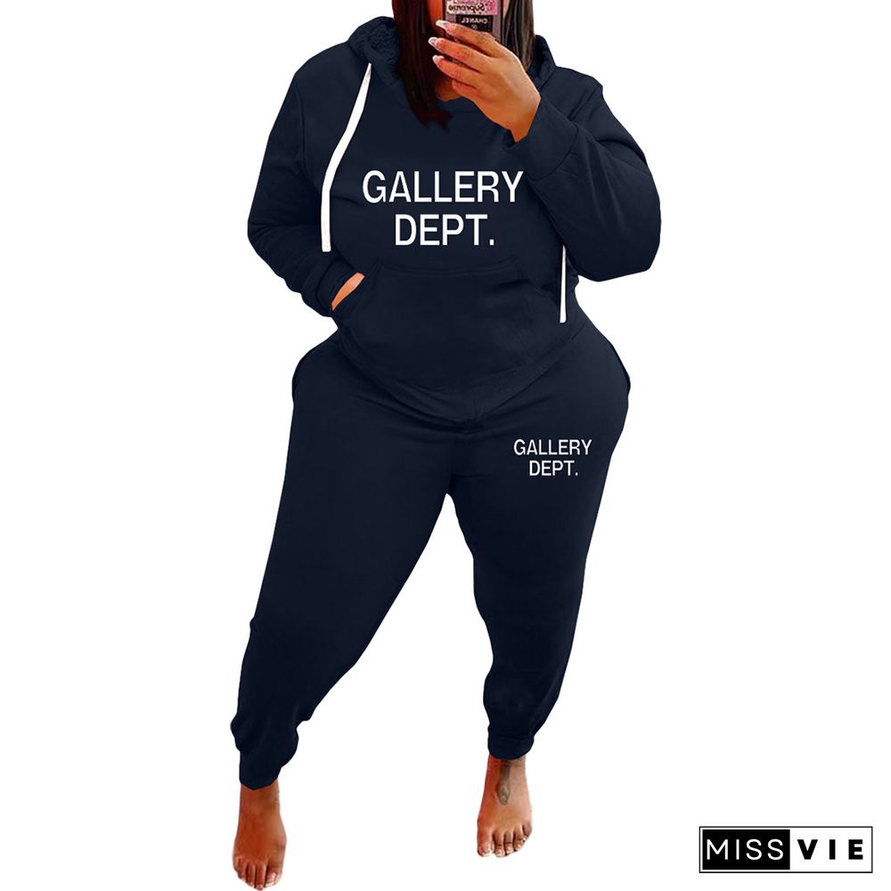 Plus Size Hoodies Sweatshirt and Pants 2 Pieces Sets