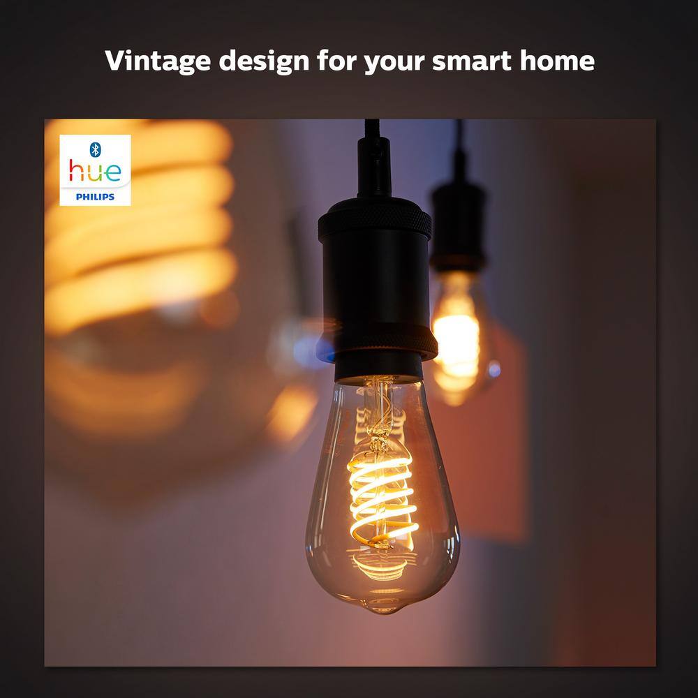 Philips Hue 40-Watt Equivalent ST19 Smart LED Vintage Edison Soft White (2700K) with Bluetooth (1-Pack) 571125