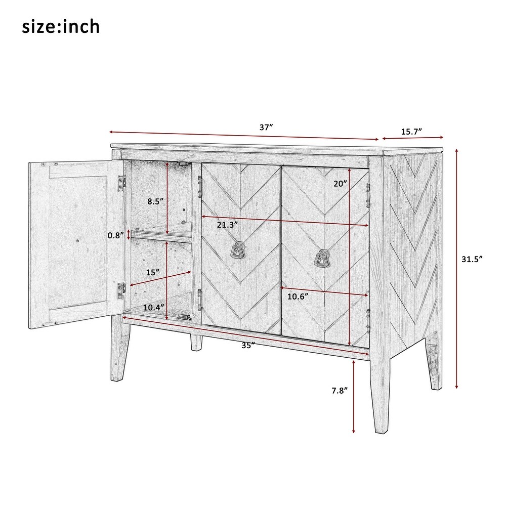 Modern Accent Storage Cabinet Console Table with Adjustable Shelf