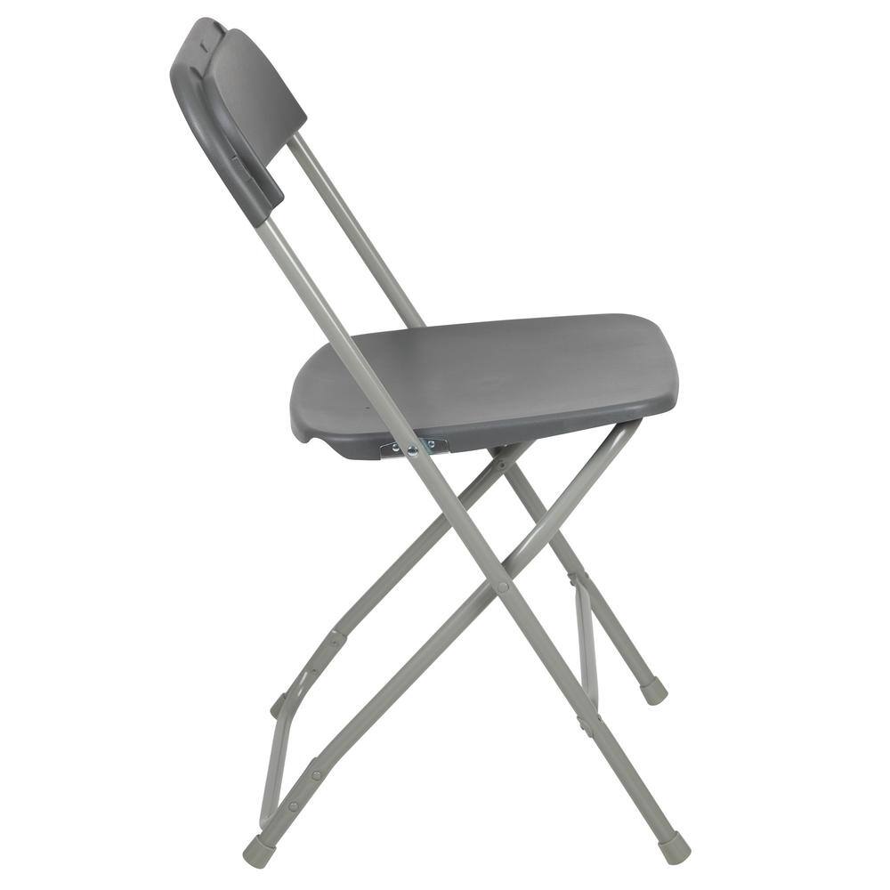 Carnegy Avenue Grey Plastic Seat with Metal Frame Folding Chair (Set of 2) CGA-LE-274400-GR-HD