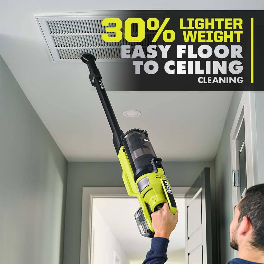 RYOBI ONE+ HP 18V Brushless Cordless Pet Stick Vac with Kit with Dual-Roller, 4.0 Ah HIGH PERFORMANCE Battery, and Charger PBLSV717K