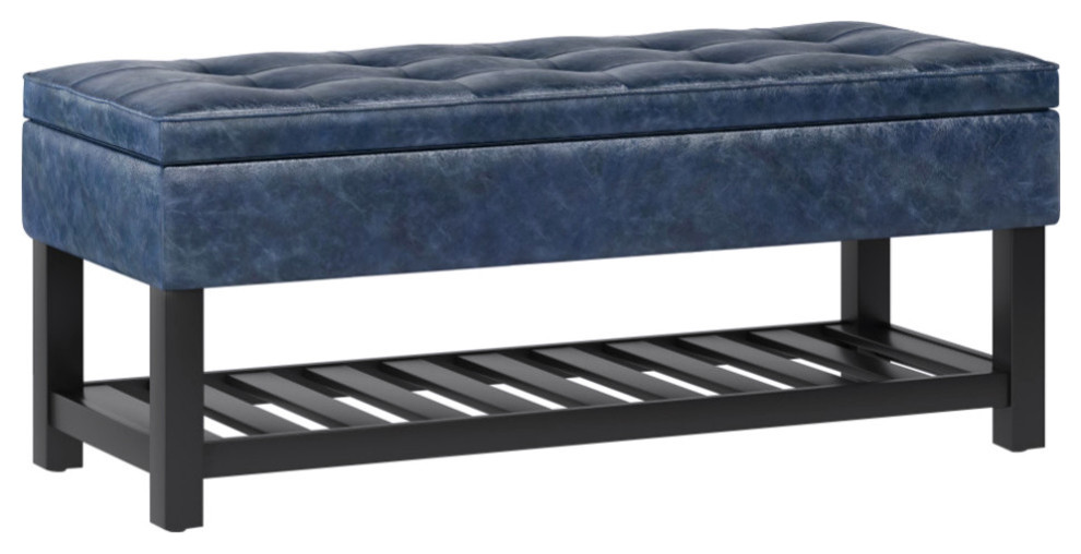 Cosmopolitan Storage Ottoman Bench With Open Bottom   Contemporary   Footstools And Ottomans   by Simpli Home Ltd.  Houzz