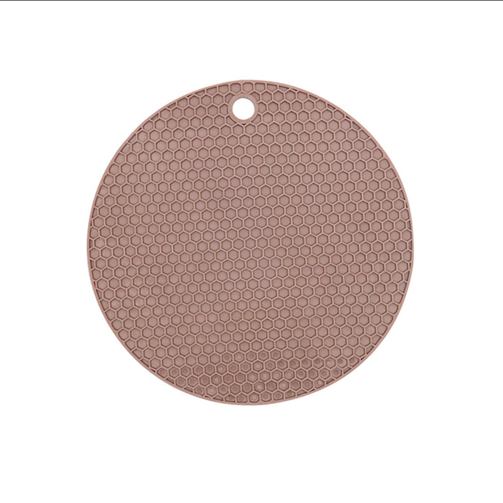 Round Placemat Rubber Toxic Free Prevent Slip Heat Resistant Washable Table Insulation Pad For Cup Bowlbrown 14.5cm/5.7in