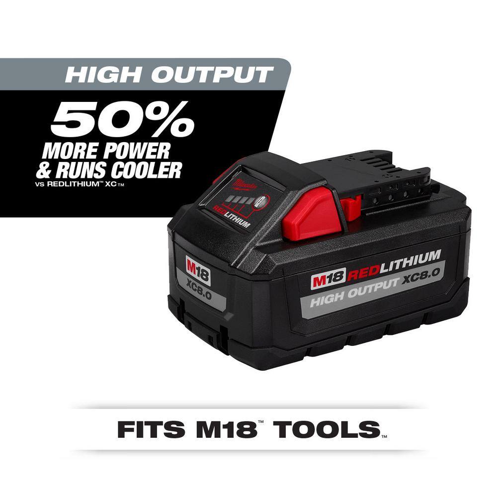 MW M18 18-Volt Lithium-Ion High Output 12.0 Ah Battery Pack with High Output 8.0 Ah Battery Pack 48-11-1812-48-11-1880