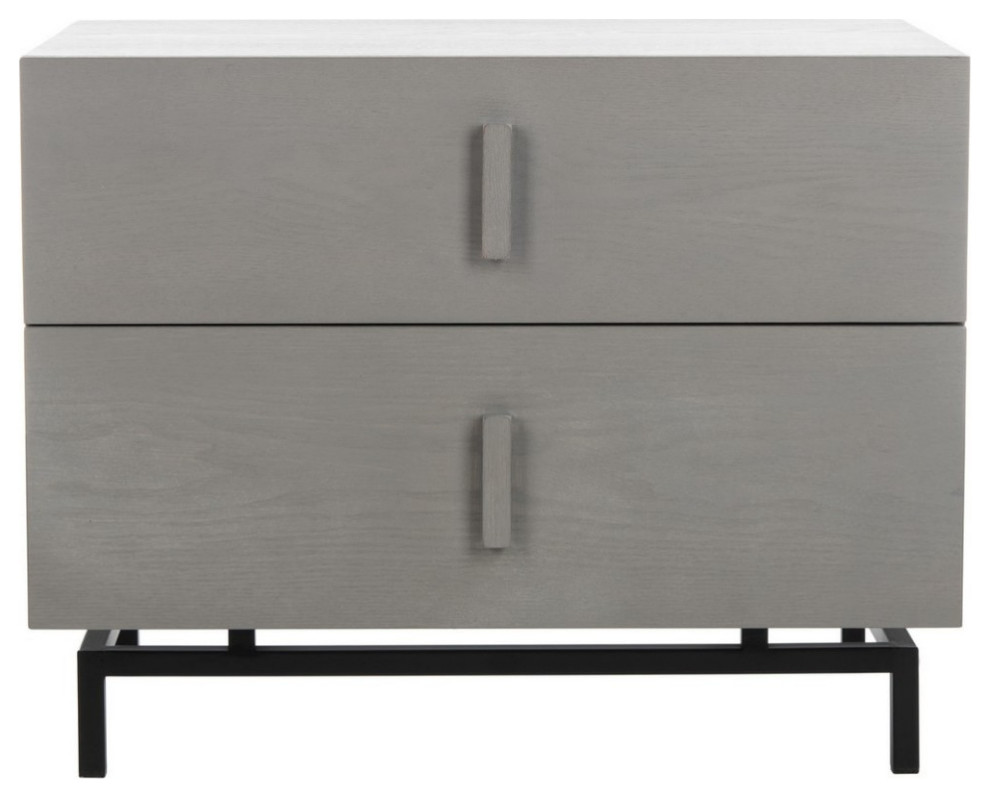 Chey Mid Century Scandinavian Lacquer Two Drawer Cabinet Grey/ Black   Modern   Accent Chests And Cabinets   by Virgil Stanis Design  Houzz