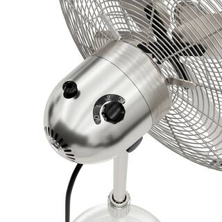 Hunter Classic 16 in. 3-speed Pedestal Fan in Brushed Nickel with Non-slip Base and Easy-Carry Handle 97317