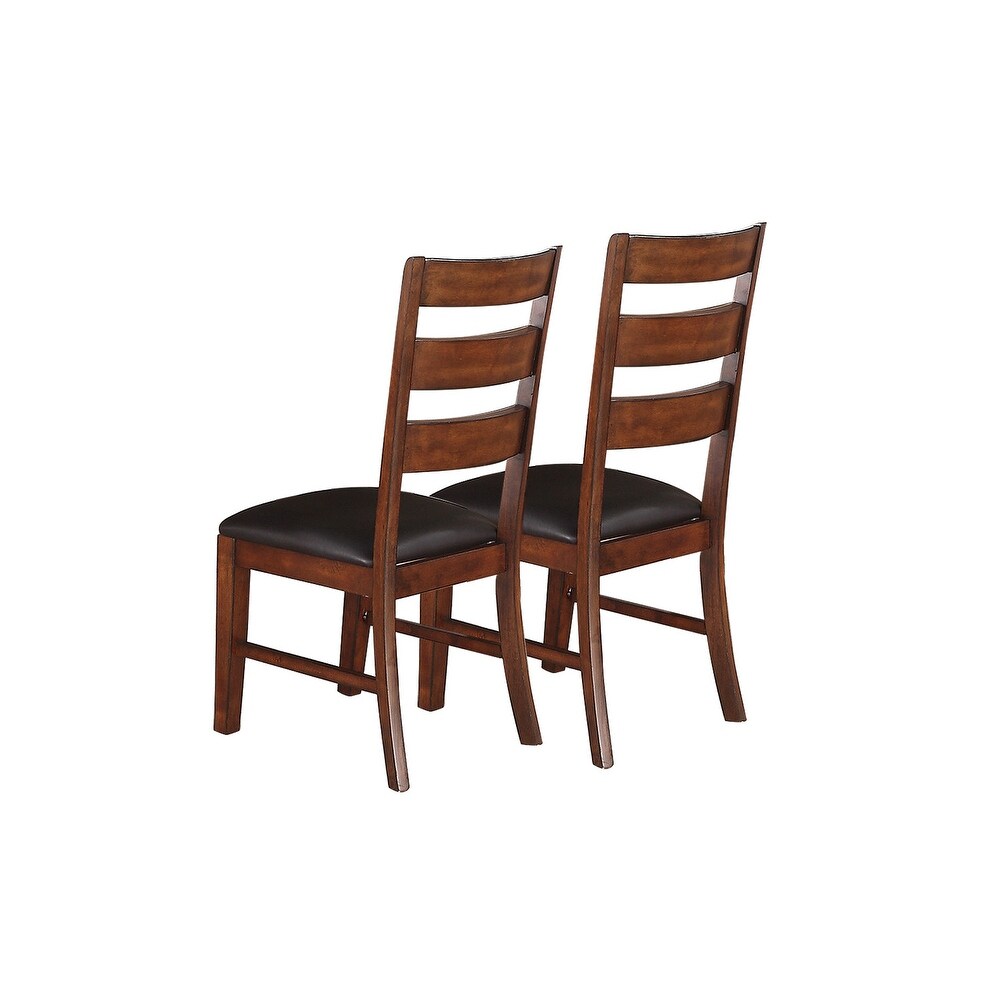 Sara Ladder Back Dining Side Chairs in Brown  Set of 2