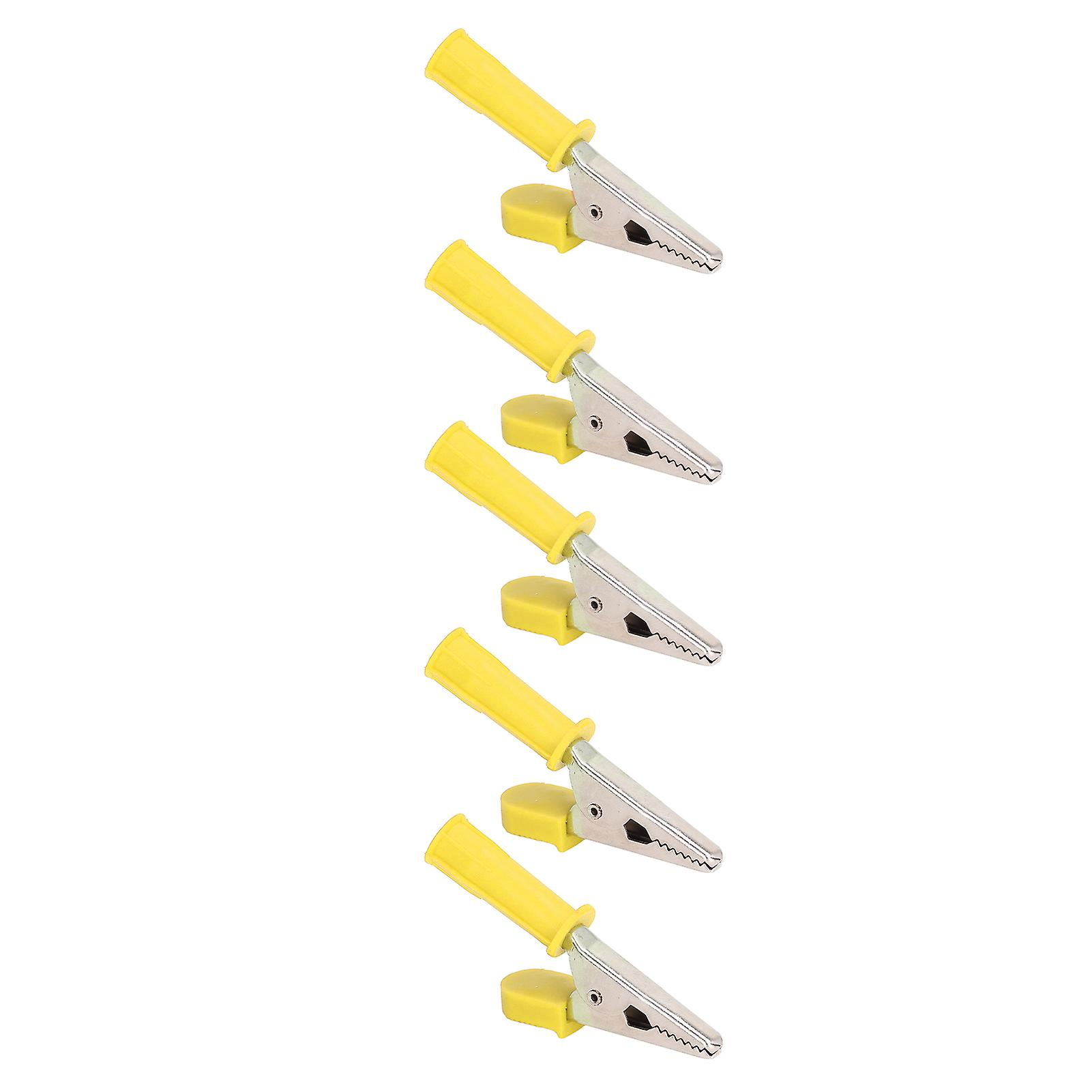 10pcs Testing Clamps Brass Insulated Crocodile Clips With 4mm Socket 10mm Opening 20a J.60046yellow