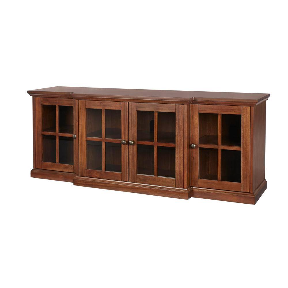 Home Decorators Collection Edenridge Walnut Brown Wood TV Stand with Glass Windowpane Doors (62 in. W x 24 in. H) 03304