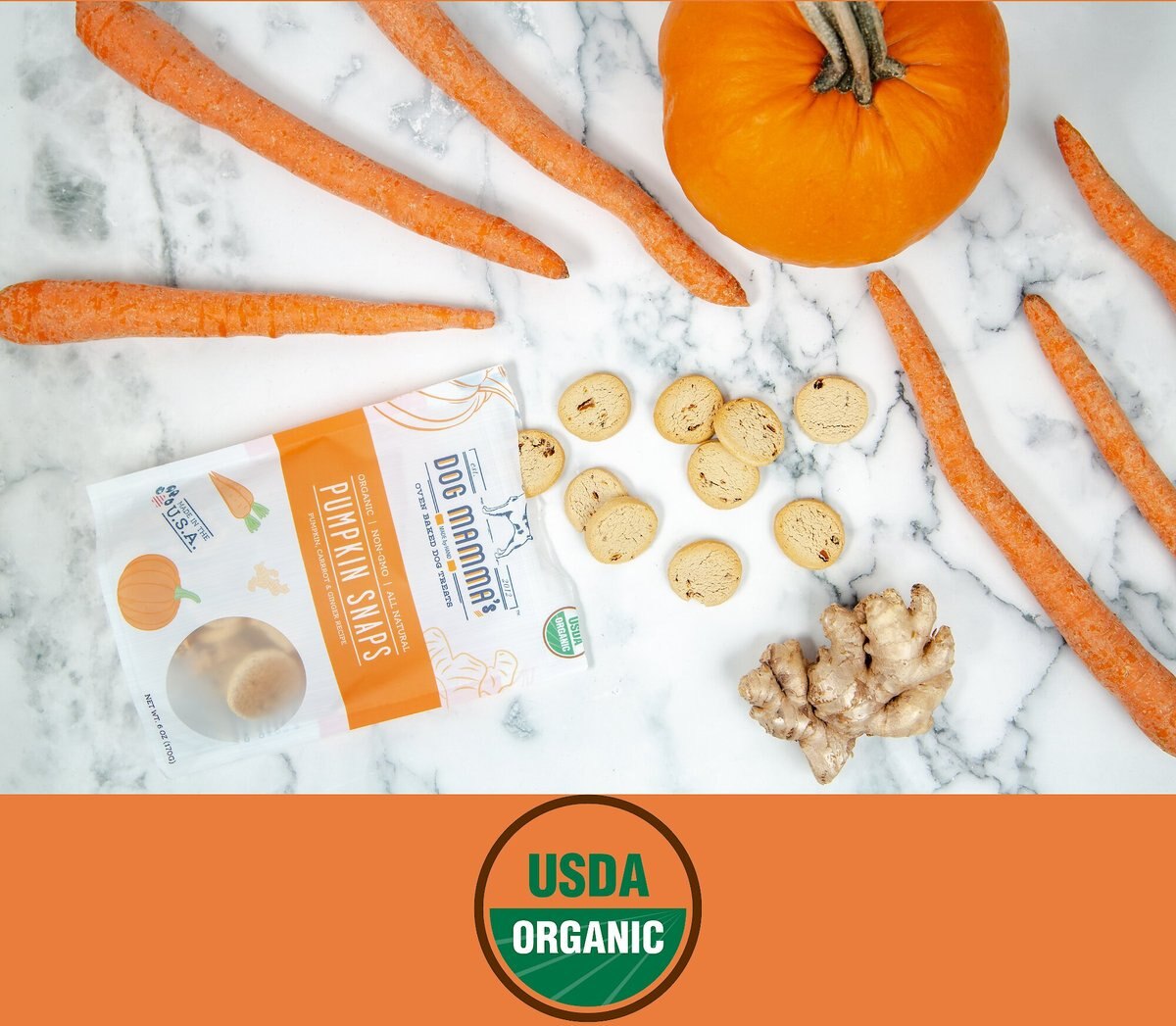 Dog Mamma’s Organic Pumpkin Snaps Dog Treats