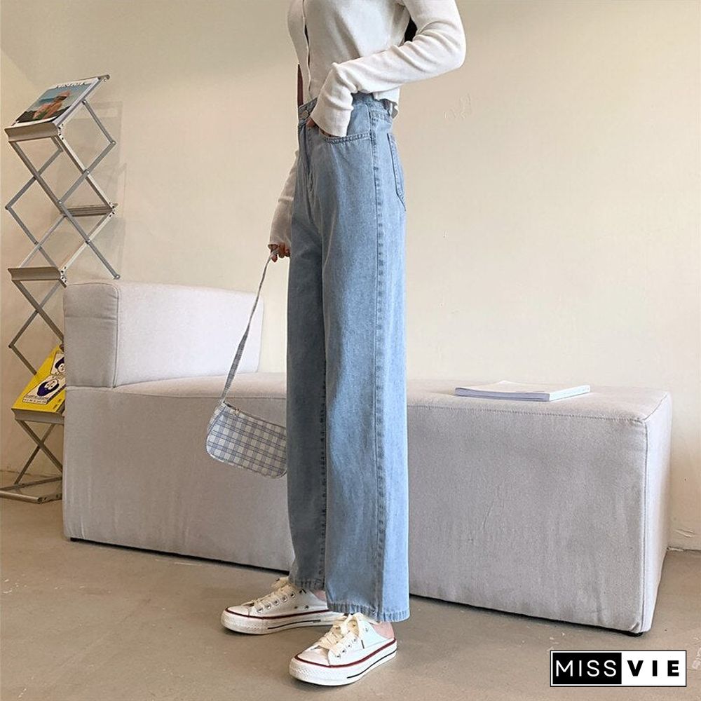 Woman Jeans High Waist Clothes Wide Leg Denim Clothing Blue Streetwear Vintage Quality Fashion Harajuku Straight Pants