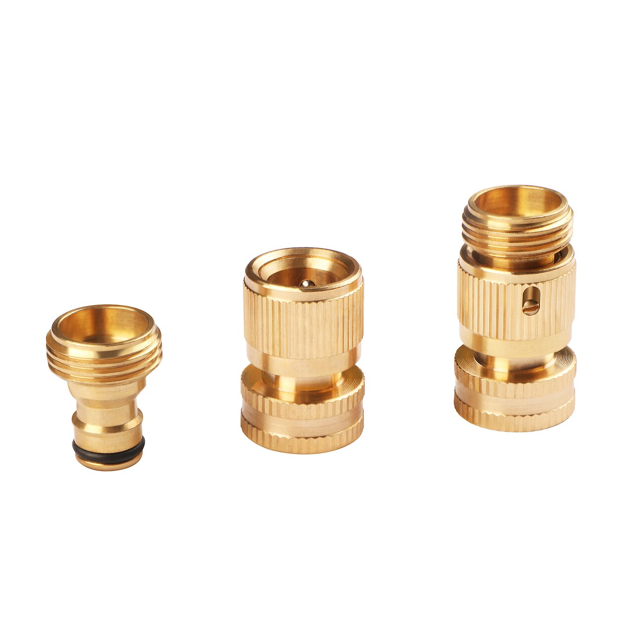 U.S. Solid 3-Pack Brass Garden Hose Quick Connectors Set， Standard 3/4